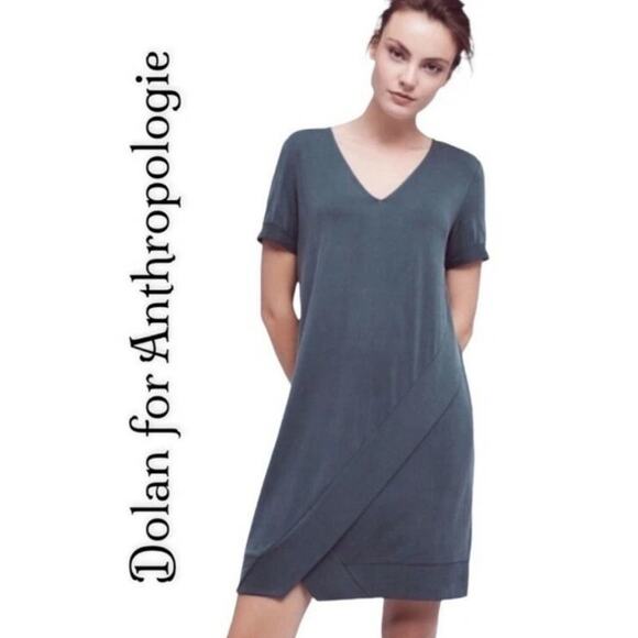 Dolan Shift Dress Large Grey Stretch Slinky Minimalist Office Preppy - Picture 1 of 9